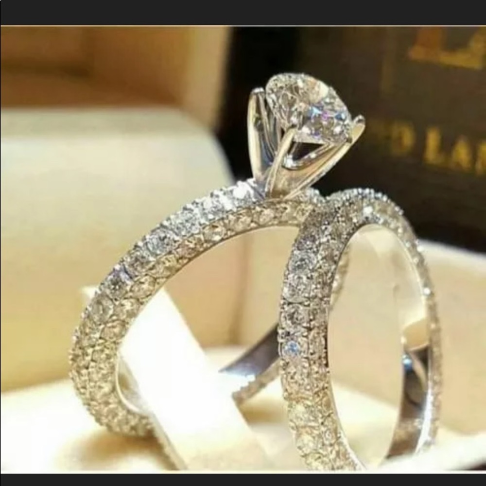 .925 Sterling Silver White Sapphire 2 Ring Set
